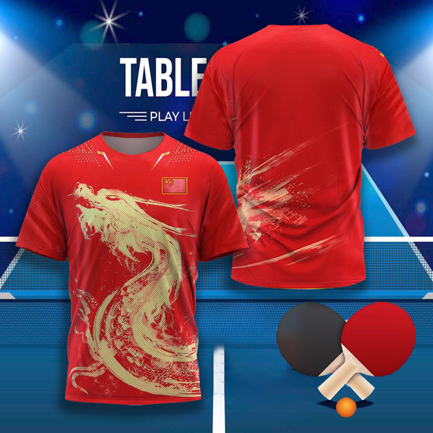 Table Tennis Jersey Butterfly - CHINA Dragon Table Tennis Graphic T